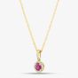 9ct Yellow Gold 0.38ct Brilliant Cut Ruby & 0.10ct Diamond Halo Necklace WWW2367
