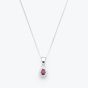 9ct White Gold Pear Cut Ruby & Diamond Cluster Pendant Necklace WWW3580P (5.13.0024)