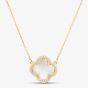 9ct Yellow Gold Mother Of Pearl & Diamond Clover Necklace P4704C-10