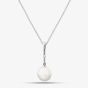9ct White Gold Freshwater Pearl & Diamond Bar Pendant Necklace POZ80125DD