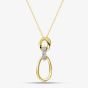 9ct Yellow Gold 0.05ct Pave Diamond Oval Linked Pendant Necklace THP44319-05NJ