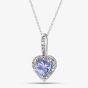 9ct White Gold Tanzanite & Diamond Heart Pendant Necklace RJP04753-TA