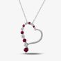 9ct White Gold Diamond Ruby Open Heart Pendant TP10133 9KW-RUBY