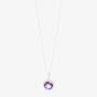 9ct White Gold Round Amethyst and Diamond Halo Pendant DAP451W