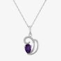 9ct White Gold Pear-cut Amethyst and Diamond Swirl Pendant TH0121772