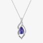 9ct White Gold Pear-cut Tanzanite and Diamond Swirl Pendant TH0121773