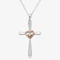 9ct Two Tone Gold 0.01ct Diamond Cross And Heart Pendant TH0121843