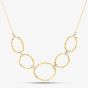 9ct Yellow Gold and Diamond Hammered Open Circle Necklace GN337