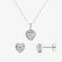 9ct White Gold Diamond Heart Pendant And Earrings Set TH0121891