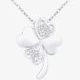 9ct White Gold 0.01ct Diamond Four Leaf Clover Necklace PP04737W