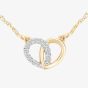 9ct Yellow Gold 0.05ct Diamond Pave Linked Heart Necklace PP05968Y