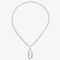 Silver & Diamond Double Chain Open Oval Necklace PNE01764
