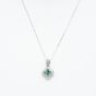 9ct White Gold Emerald & Diamond Clover Pendant Necklace PP05330 EM 5.13.0034