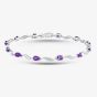 9ct White Gold Oval Cut Amethyst & Diamond Swirl Bracelet PBC02772W AM