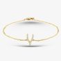 14ct Yellow Gold Brilliant Cut Diamond Wishbone 7 Inch Bracelet B39126KY14DD