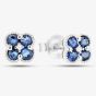 9ct White Gold Diamond Sapphire Flower Stud Earrings VE0S141 9KW-SAPH