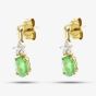 9ct Gold Oval Emerald Diamond Cluster Dropper Earrings VE0S296 9KY/EM
