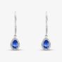 9ct White Gold Pear Cut Tanzanite & Diamond Drop Earrings RJE0306