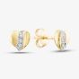 9ct Yellow Gold Brilliant Cut Diamond Curved Heart Studs Earrings E813-9