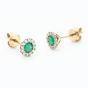 9ct Yellow Gold Emerald & Diamond Cluster Stud Earrings NTE409EMD-9YG