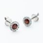 9ct White Gold Garnet & Diamond Cluster Stud Earrings NTE409GARD-9WG