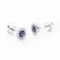 9ct White Gold Amethyst & Diamond Cluster Stud Earrings NTE409AMD-9WG
