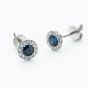 9ct White Gold Blue Sapphire & Diamond Cluster Stud Earrings NTE409SAD-9WG