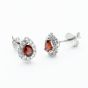 9ct White Gold Pear Cut Garnet & 0.40ct Diamond Cluster Stud Earrings NTE409PEAR-GARD-9WG