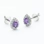 9ct White Gold Pear Cut Amethyst & 0.27ct Diamond Cluster Stud Earrings NTE409PEAR-AMD-9WG
