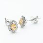 9ct White Gold Pear Cut Citrine & 0.31ct Diamond Cluster Stud Earrings NTE409PEAR-CITD-9WG