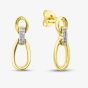 9ct Yellow Gold 0.08ct Pave Set Diamond Oval Linked Dropper Stud Earrings THE44320-08NJ