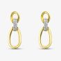 9ct Yellow Gold 0.08ct Pave Set Diamond Oval Linked Dropper Stud Earrings THE44320-08NJ