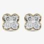 9ct Yellow Gold 0.12ct Diamond Flower Stud Earrings THE46493-12