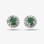9ct White Gold Diamond Emerald Earrings GE888G