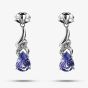 9ct White Gold Tanzanite and Diamond Swirl Dropper Earrings CE4953-T2A
