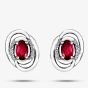 9ct White Gold Oval Ruby and Diamond Swirl Stud Earrings E3417W-10 RUBY