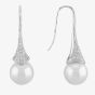 18ct White Gold Freshwater Pearl and Diamond Dropper Earrings  EOX70103DD