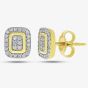 9ct Yellow Gold Diamond Square Cluster Earrings DE759