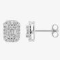 9ct White Gold 0.50ct Baguette Brilliant Cut Diamond Stud Earrings TH0123641