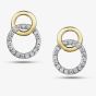 9ct Two Colour Gold 0.14ct Diamond Double Circle Stud Earrings E4249/14 9Y
