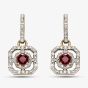 9ct Yellow Gold Ruby & Diamond Open Square Dropper Earrings GE2359R