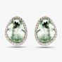 9ct White Gold Pear Cut Green Fluorite & Diamond Stud Earrings GE2341G
