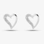 Sterling Silver and Diamond Open Heart Stud Earrings PE03450