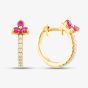 14ct Yellow Gold Ruby & Brilliant Cut Diamond Hoop Earrings E39076KY14RB (X2)