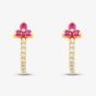 14ct Yellow Gold Ruby & Brilliant Cut Diamond Hoop Earrings E39076KY14RB (X2)