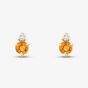 14ct Yellow Gold Citrine & Brilliant Cut Diamond Stud Earrings E39074KY14CT (X2)