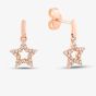 9ct Rose Gold 0.12ct Brilliant Cut Diamond Open Star Dropper Earrings PTOD 9KR
