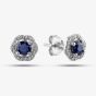  9ct White Gold Sapphire & Diamond Halo Stud Earrings OJE1701-BS