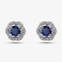  9ct White Gold Sapphire & Diamond Halo Stud Earrings OJE1701-BS