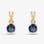  9ct Yellow Gold Sapphire & Diamond Stud Earrings OJE1702-BS